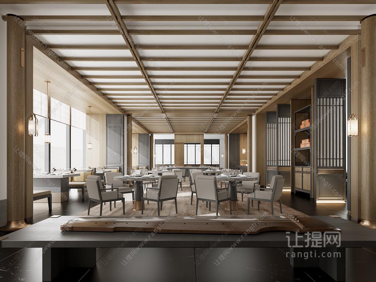 新中式饭店餐馆就餐区