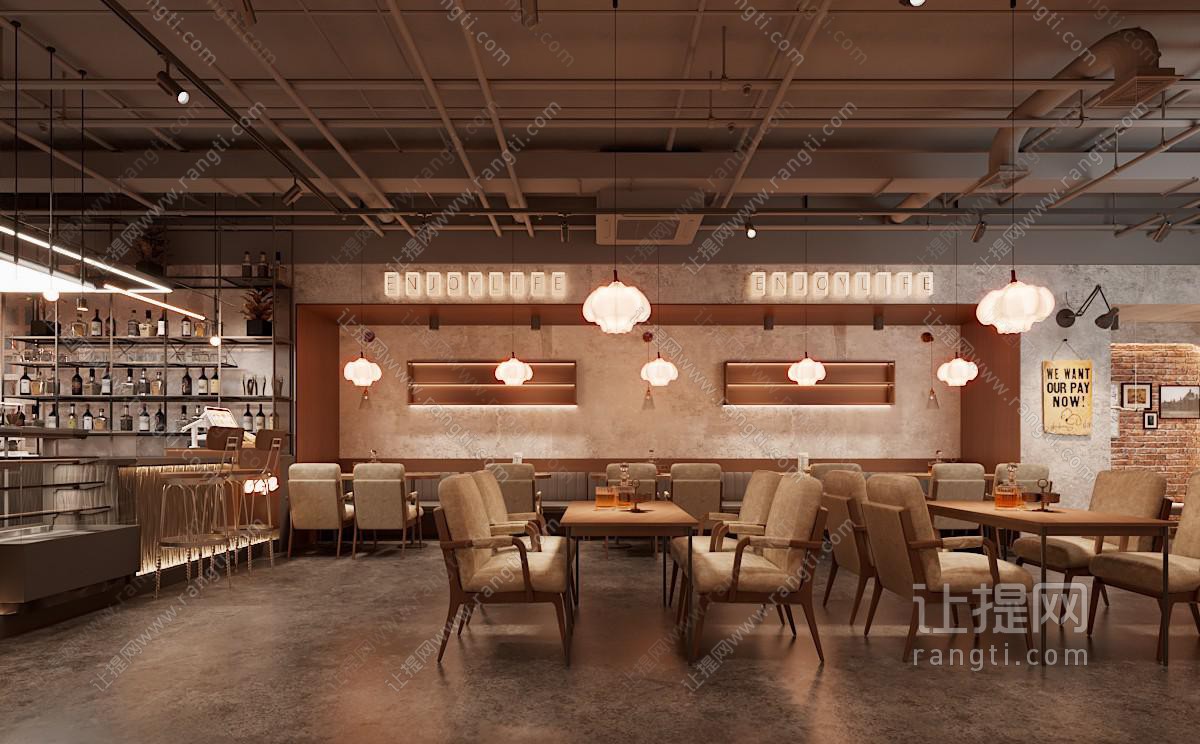 工业风loft饭店餐馆就餐区