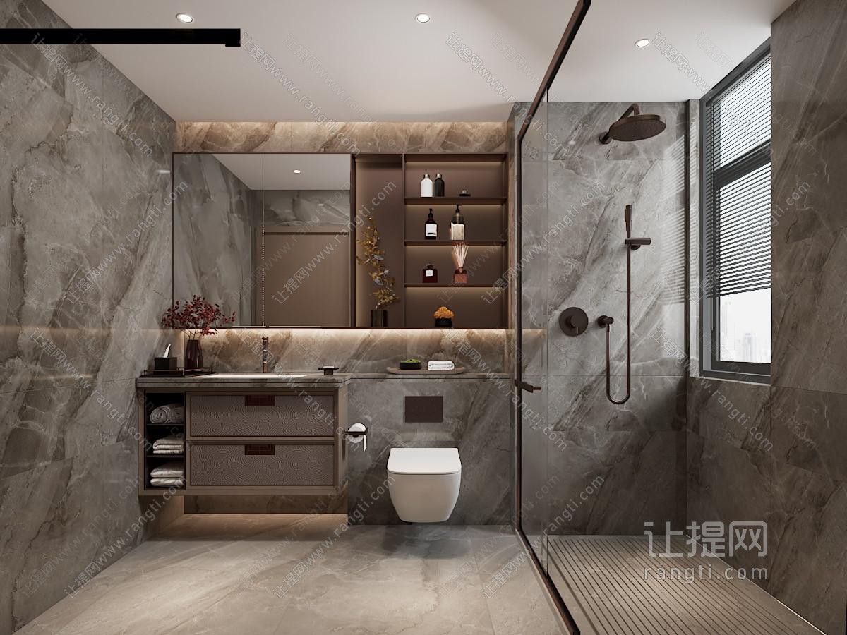 新中式中古风卫浴间 洗手间