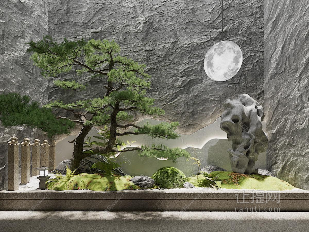 新中式松树 假山景观园艺小品