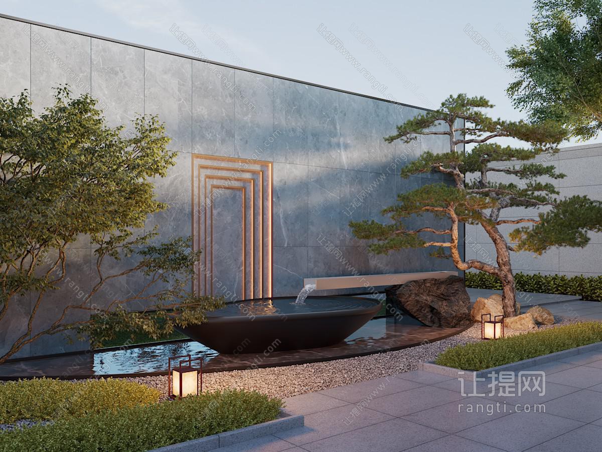 新中式松树 水景园艺小品