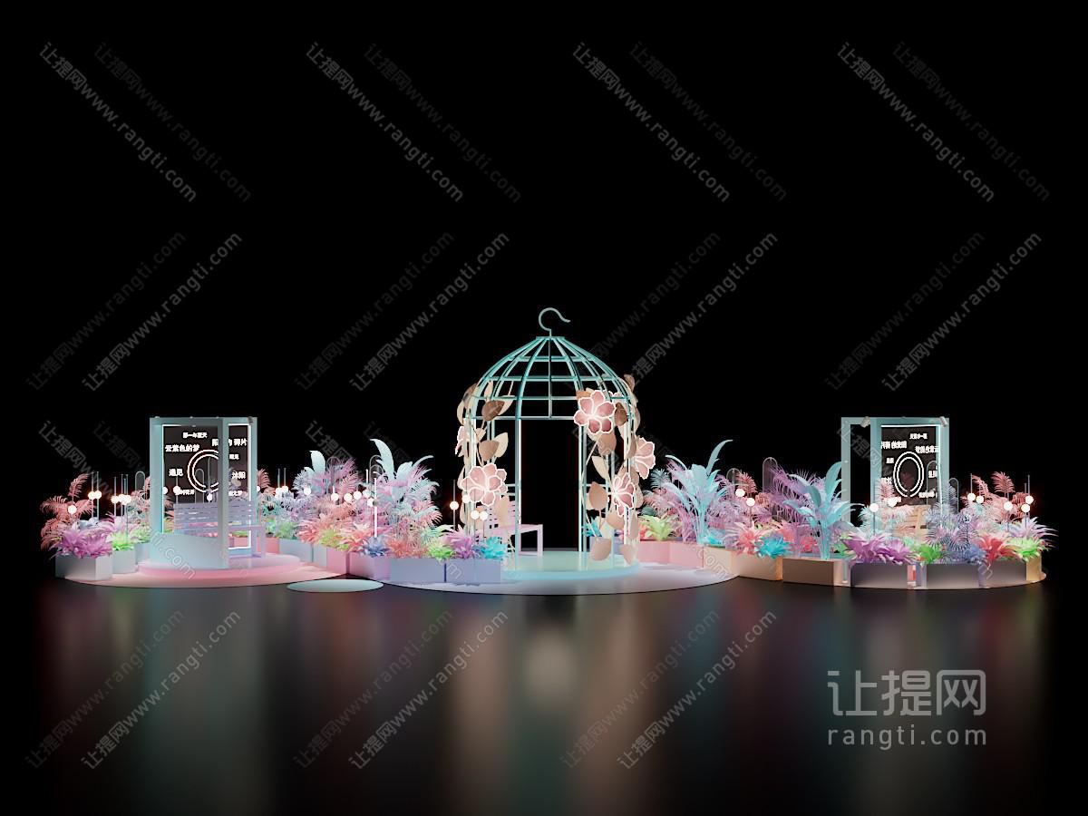 现代花束鸟笼组合美陈点位