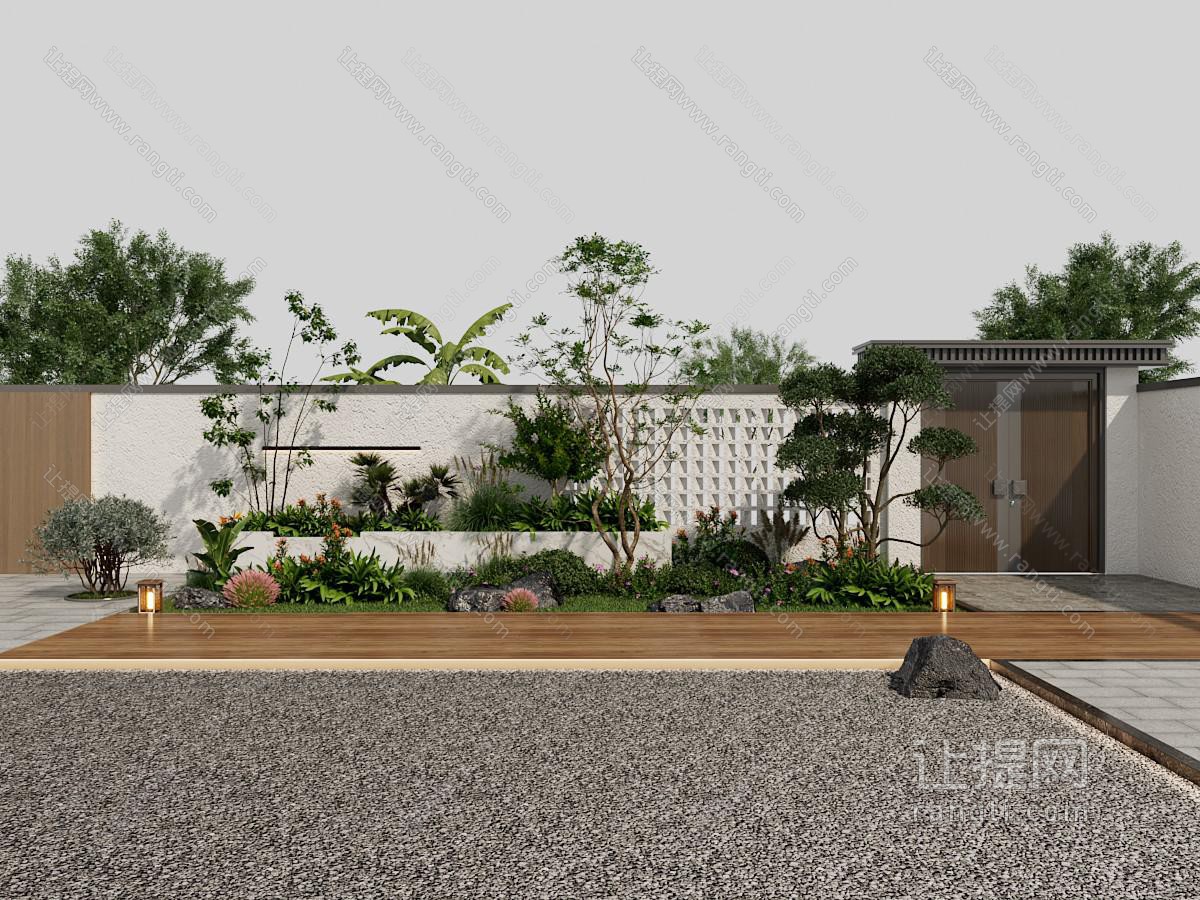 新中式庭院植物景观园艺小品