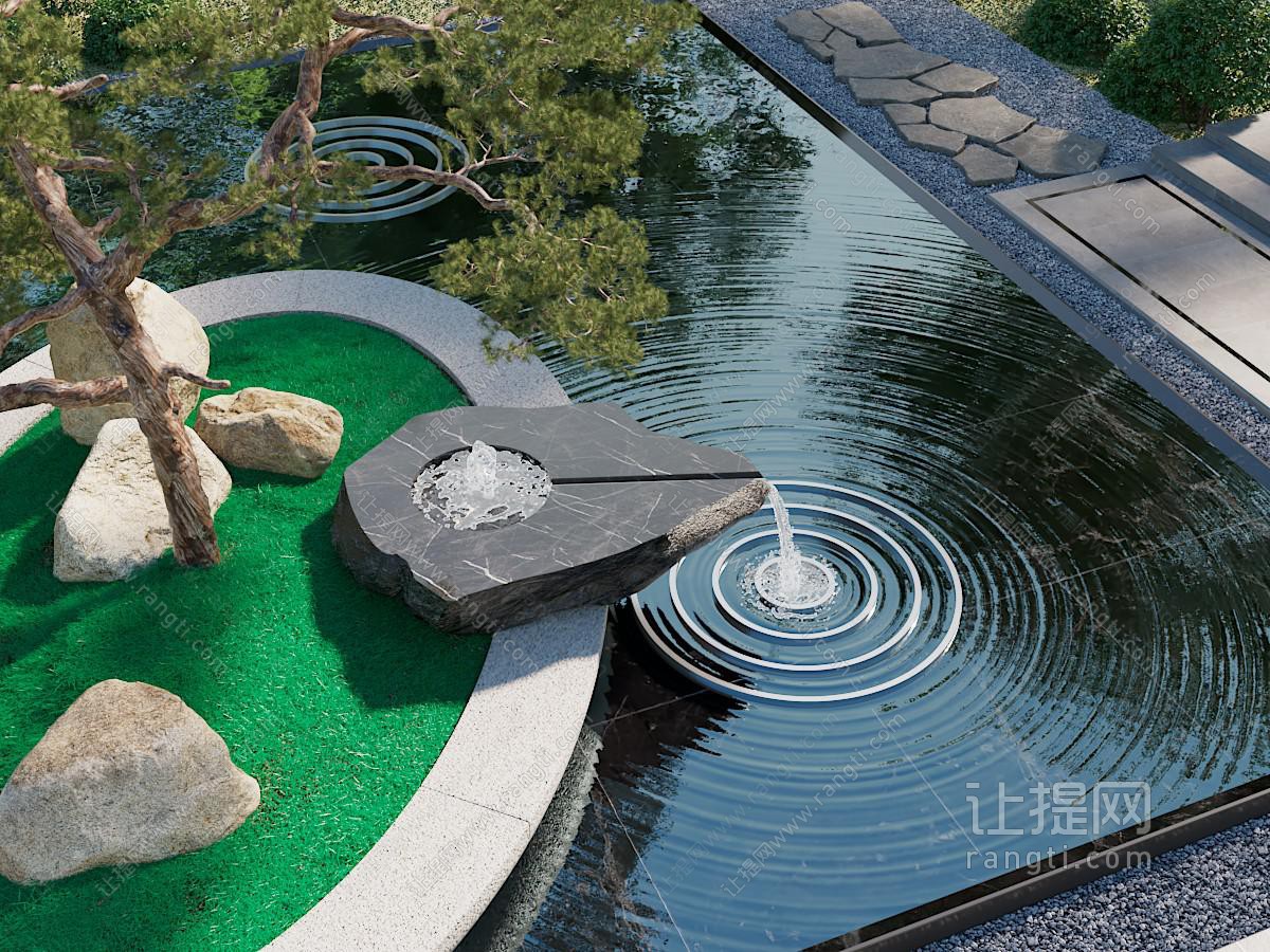 现代公园植物树木水景园艺小品