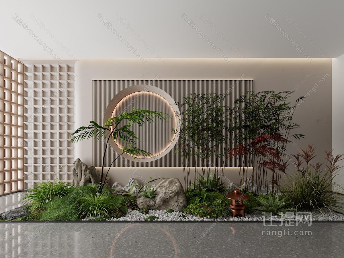 新中式室内植物景观园艺小品