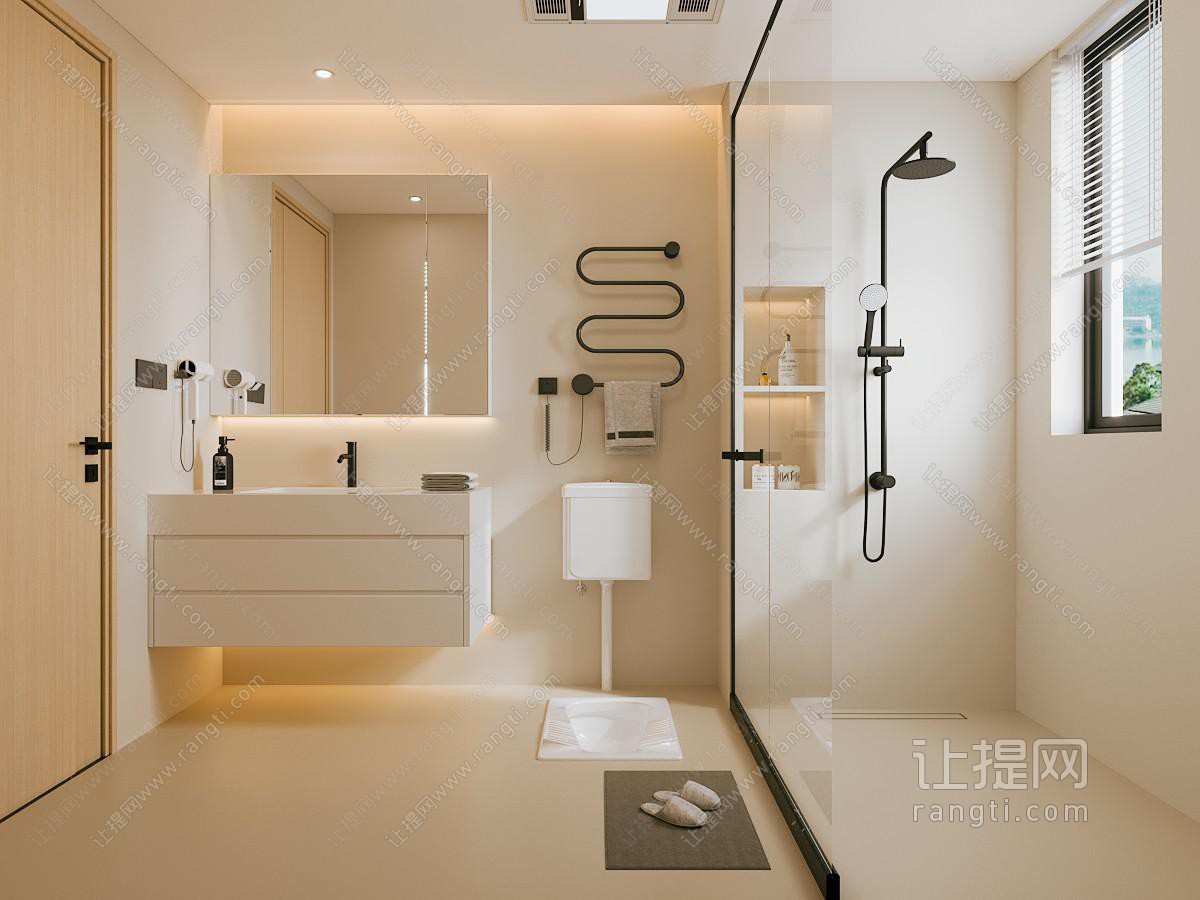 现代奶油风卫浴间 洗手间