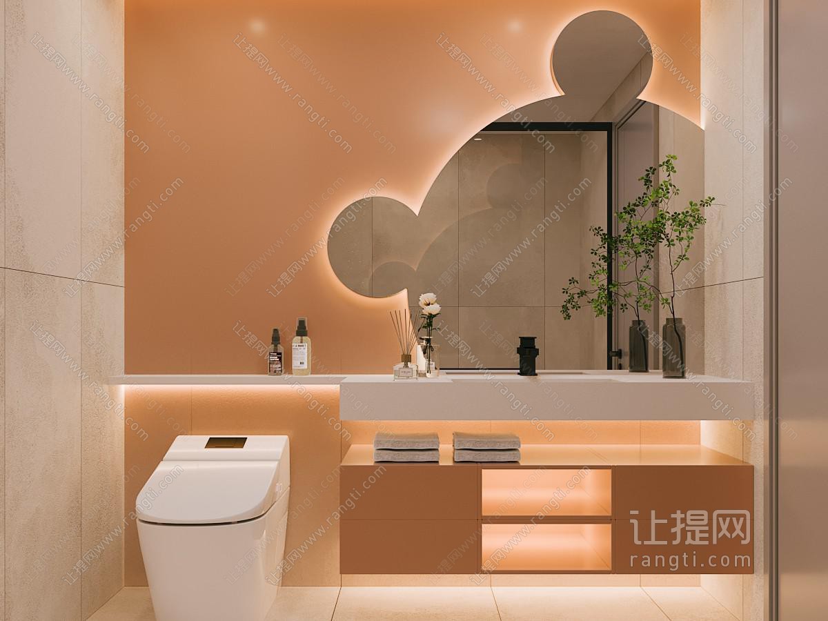 现代洗手台 镜子 浴室柜