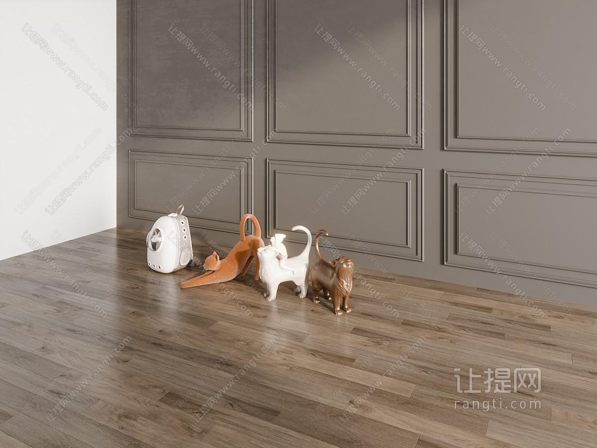 现代猫咪雕塑雕刻摆件组合