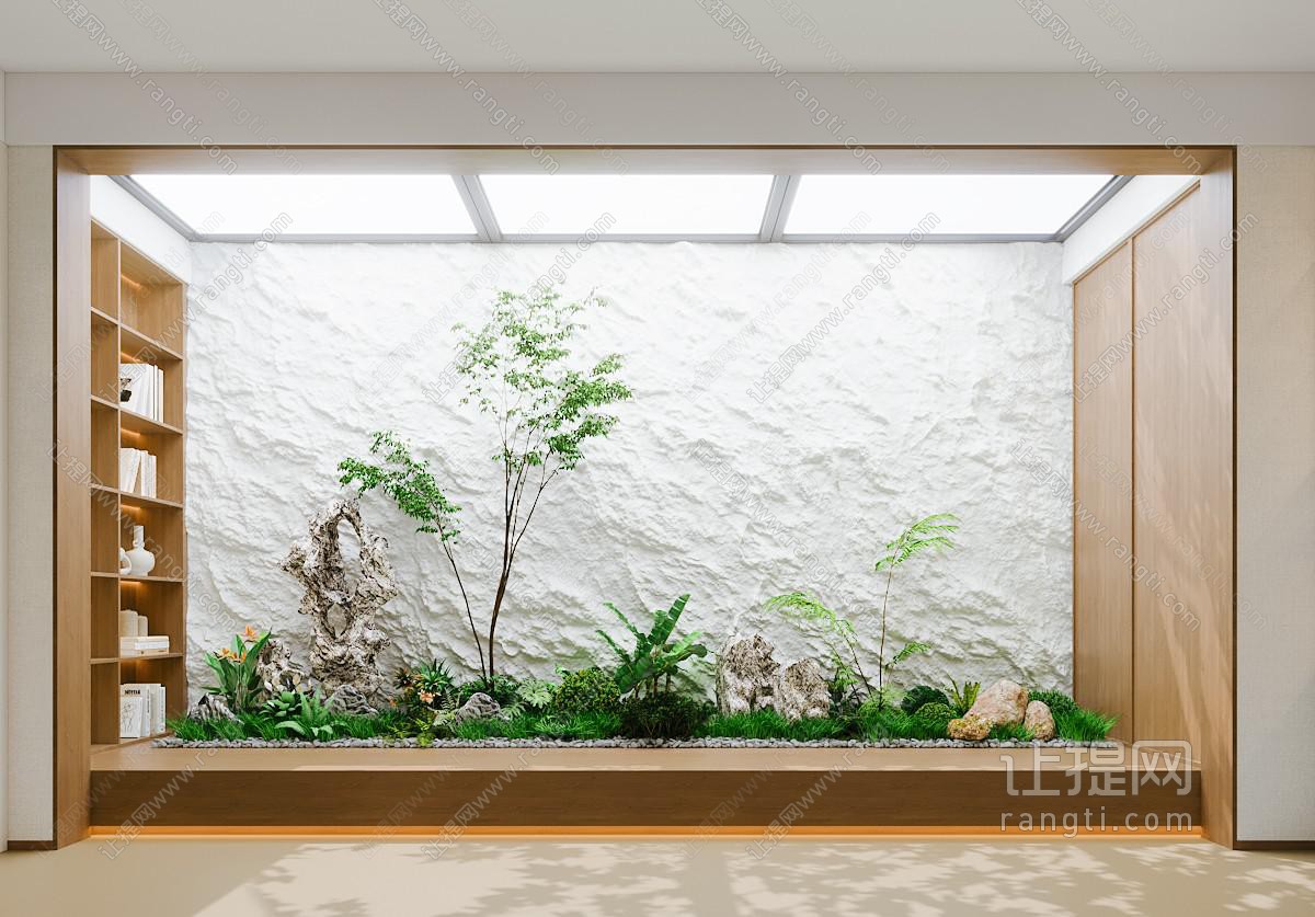 新中式室内植物假山景观园艺小品