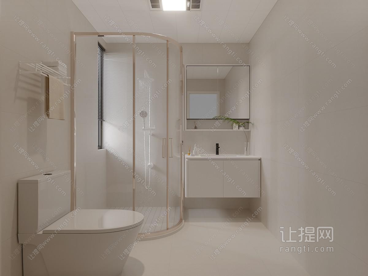 现代奶油风卫浴间 洗手间