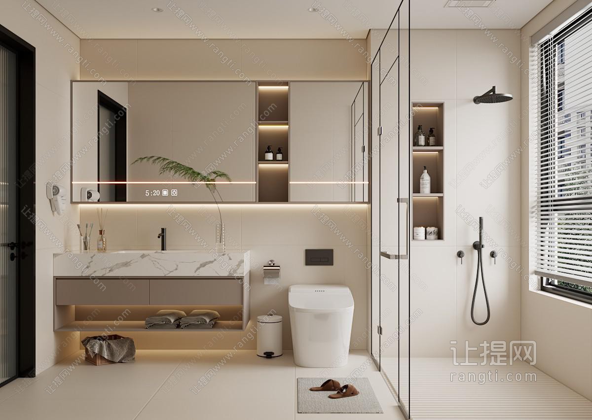 现代奶油风卫浴间 洗手间