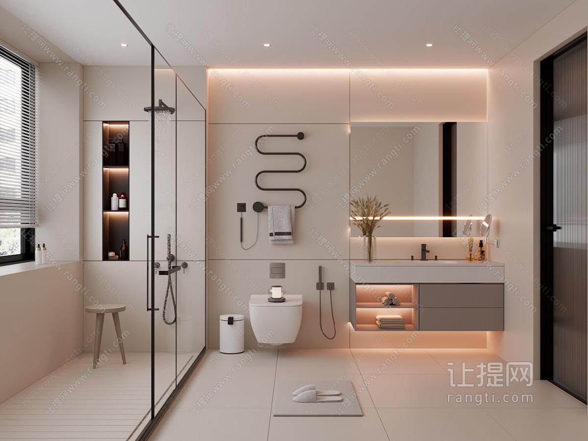 现代奶油风卫浴间 洗手间