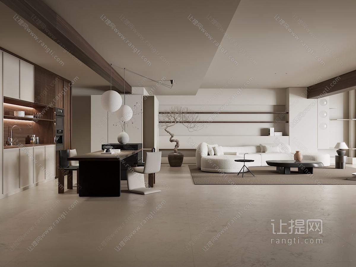 侘寂风中古风客厅餐厅