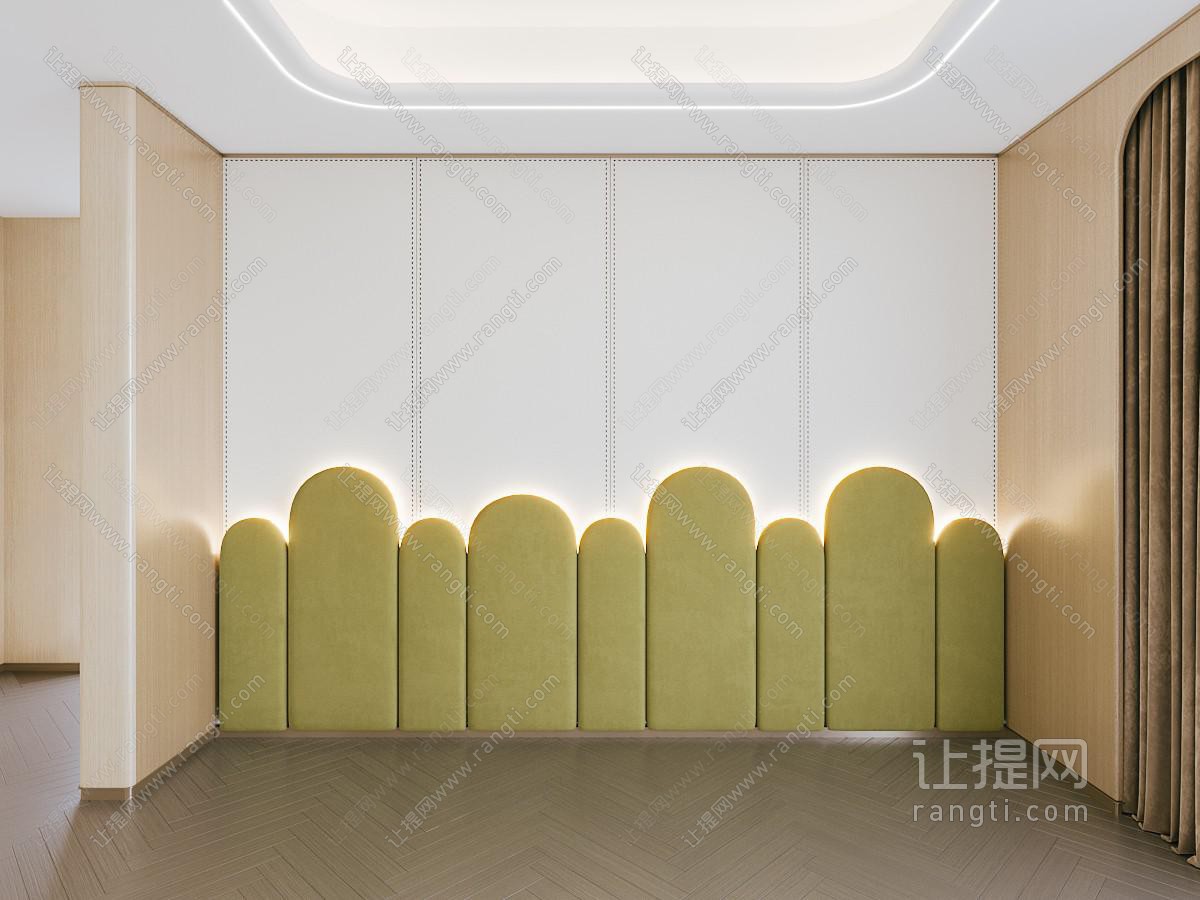 现代儿童卧室床头背景墙