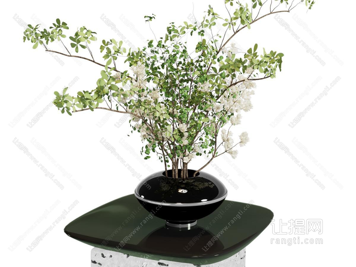 现代黑色玻璃花瓶花卉
