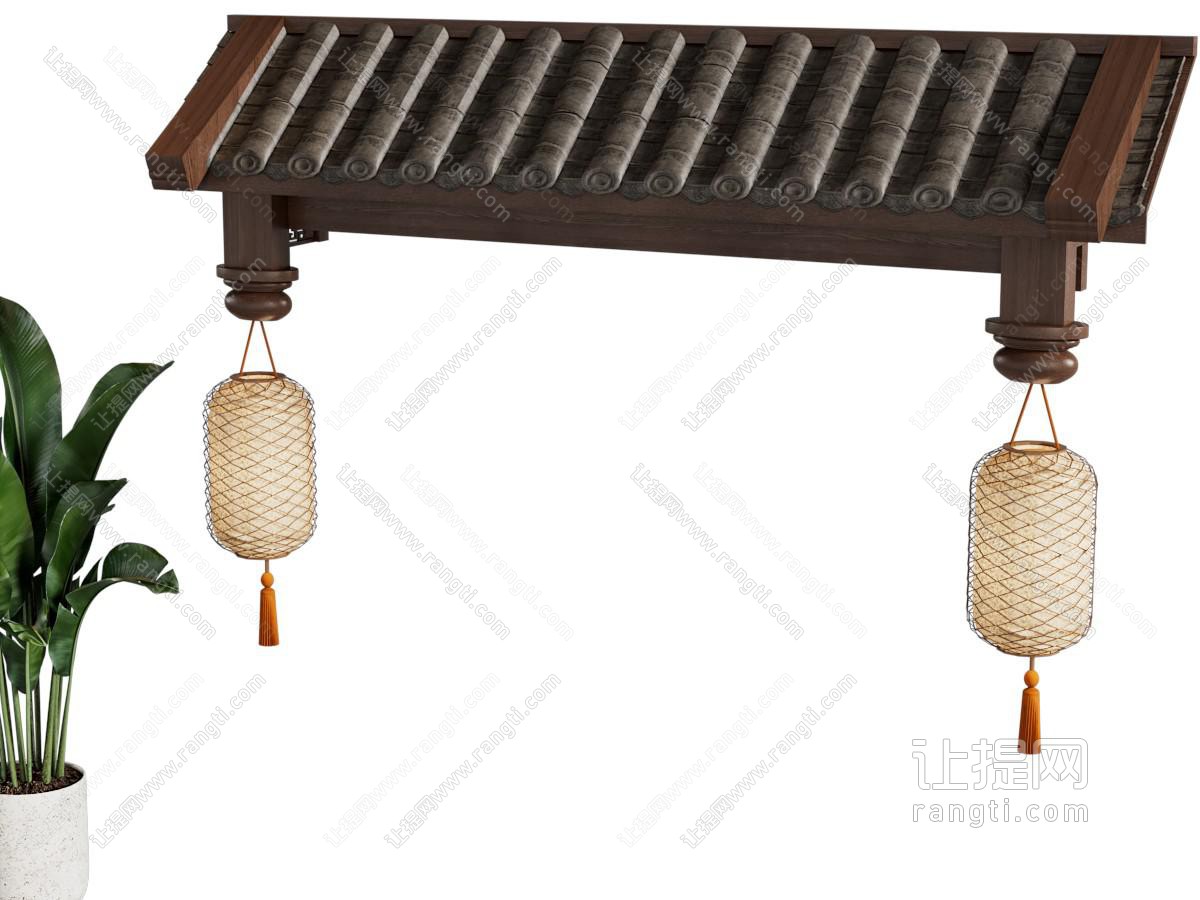新中式大门屋檐 建筑构件