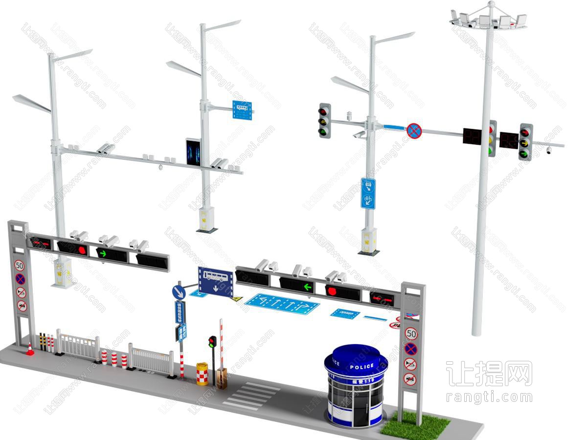 现代红绿灯 交通信号灯 交通设施 道路设施