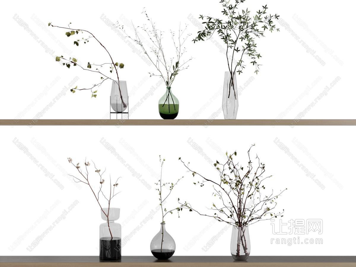 现代玻璃花瓶花卉