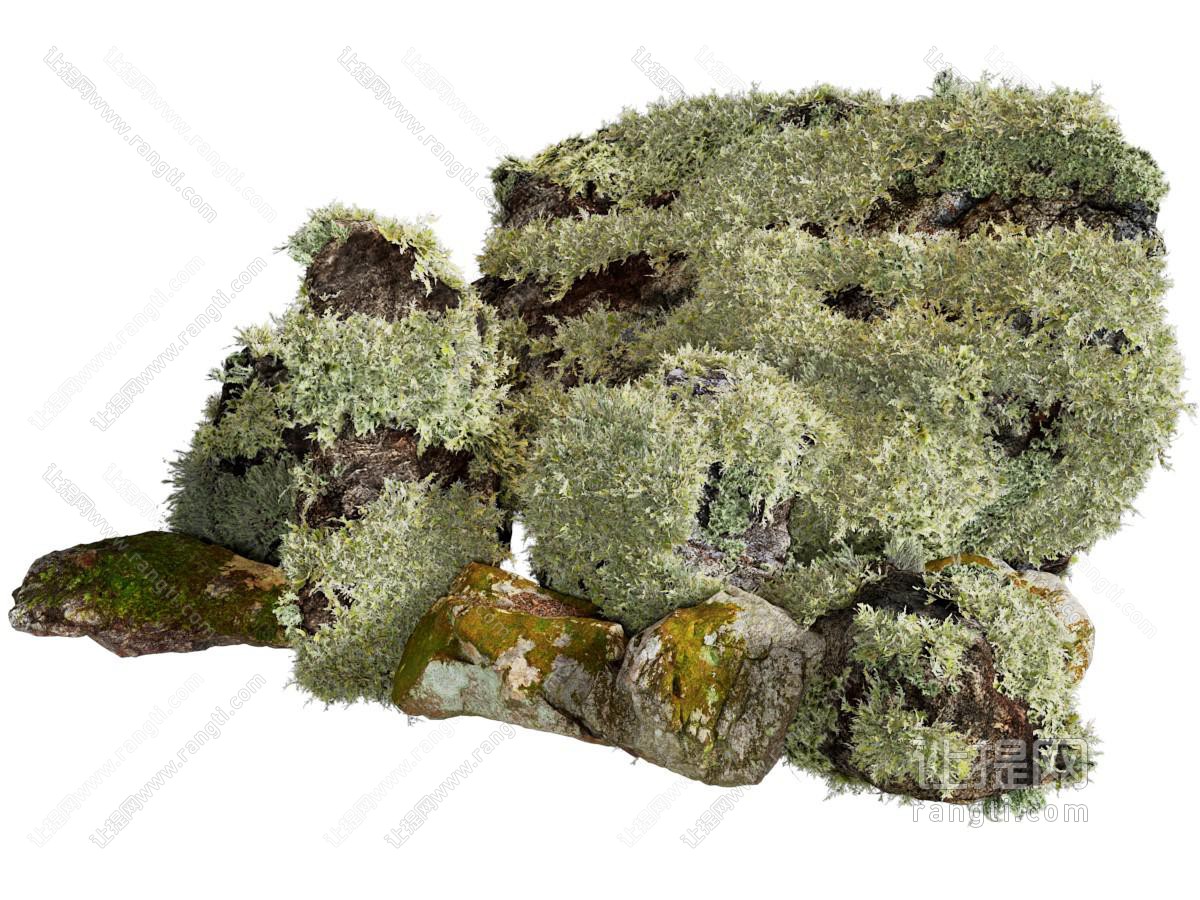 现代石头 假山 景观石 青苔 苔藓 地形