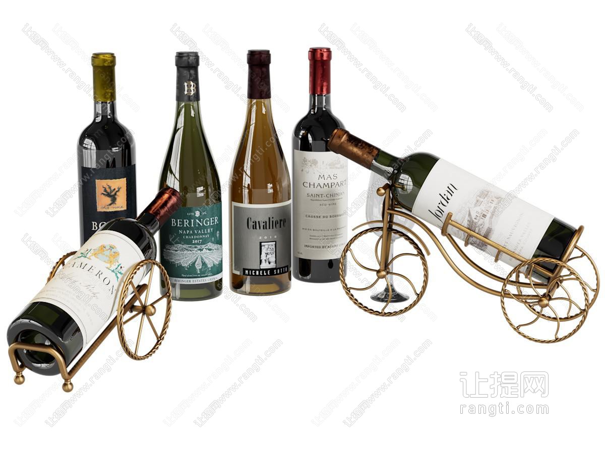 现代红酒 香槟 酒瓶酒杯 摆件组合