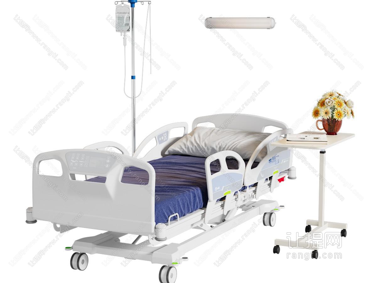 现代病床 床头几 输液架 医疗器械