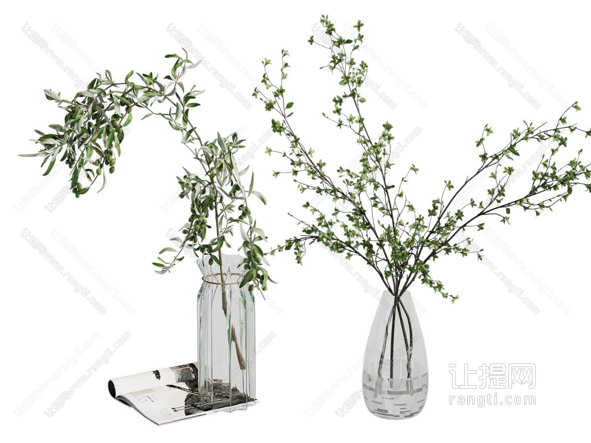 现代玻璃花瓶花卉