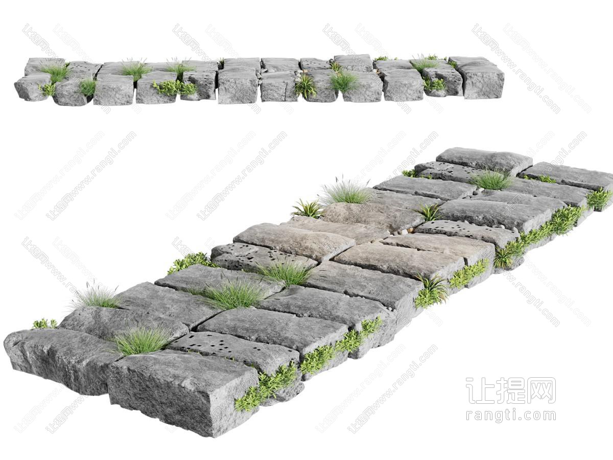 现代石头小路 路径 青石路 汀步路