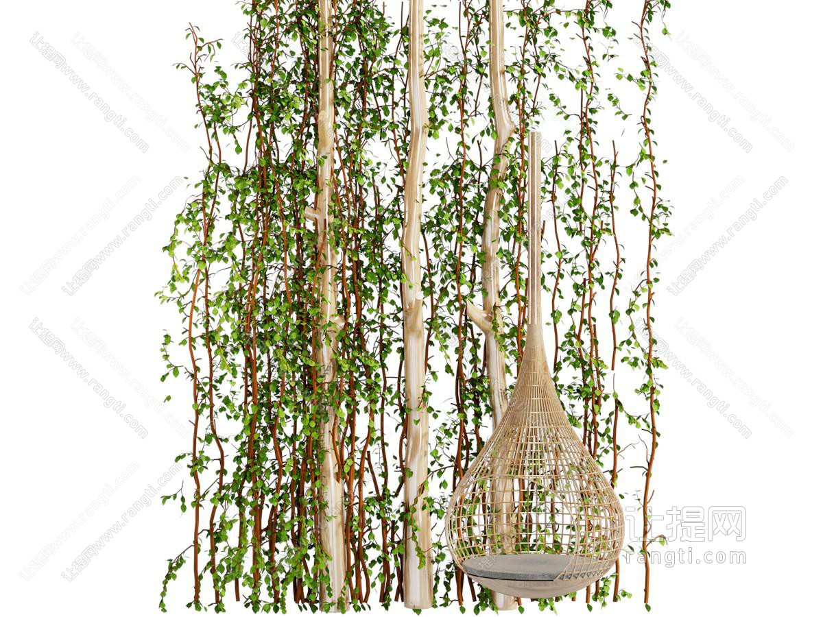 现代藤蔓植物花架 吊椅