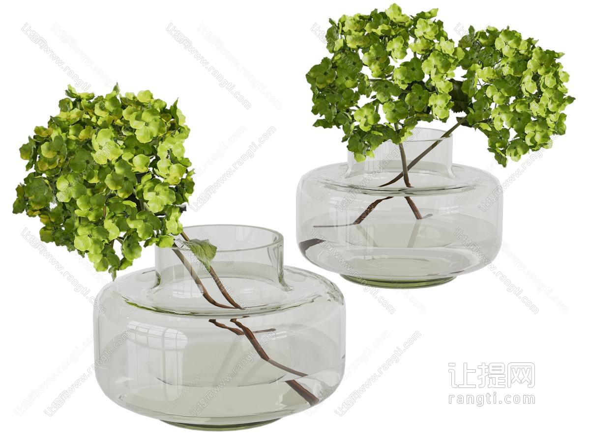 现代玻璃花瓶花卉
