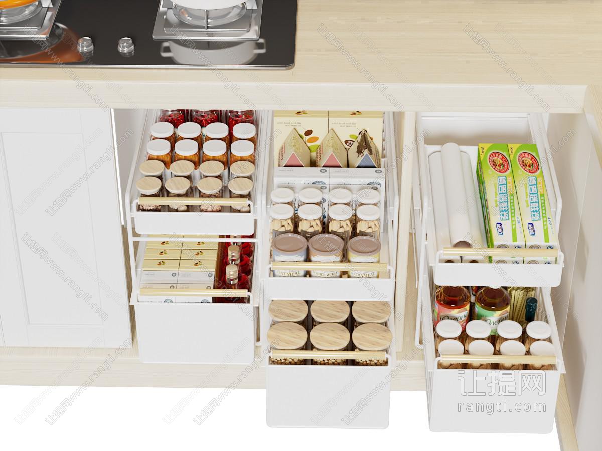 现代厨房拉篮 调料瓶 厨房用品