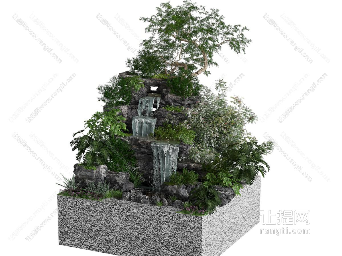 现代水景瀑布景观园艺小品