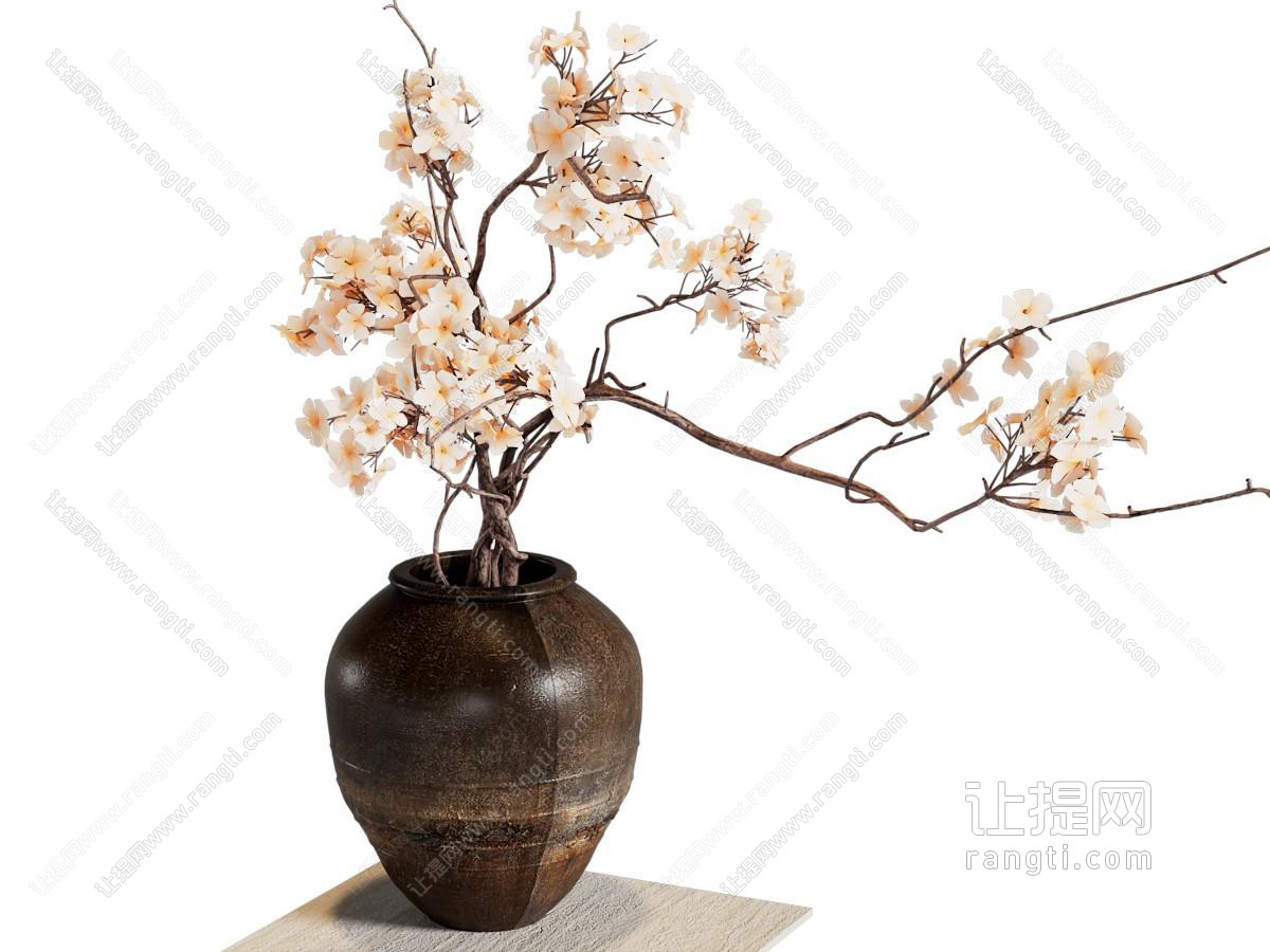 现代陶艺花瓶花卉