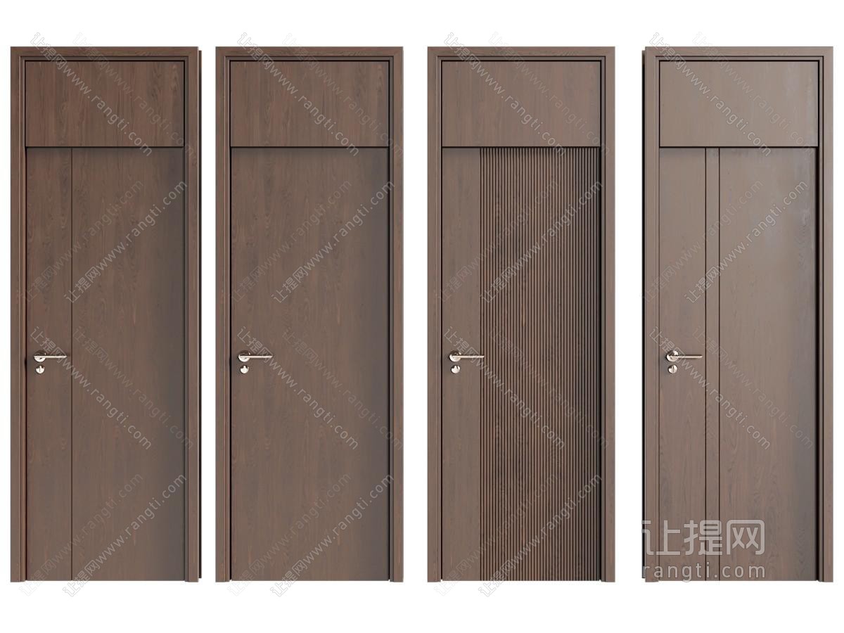 现代中古风木门 房门 平开门