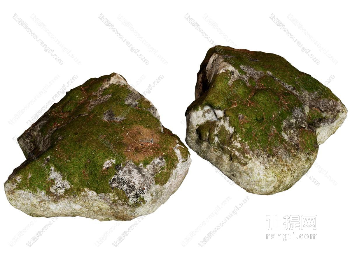 现代苔藓覆盖的石头 岩石 景观石头