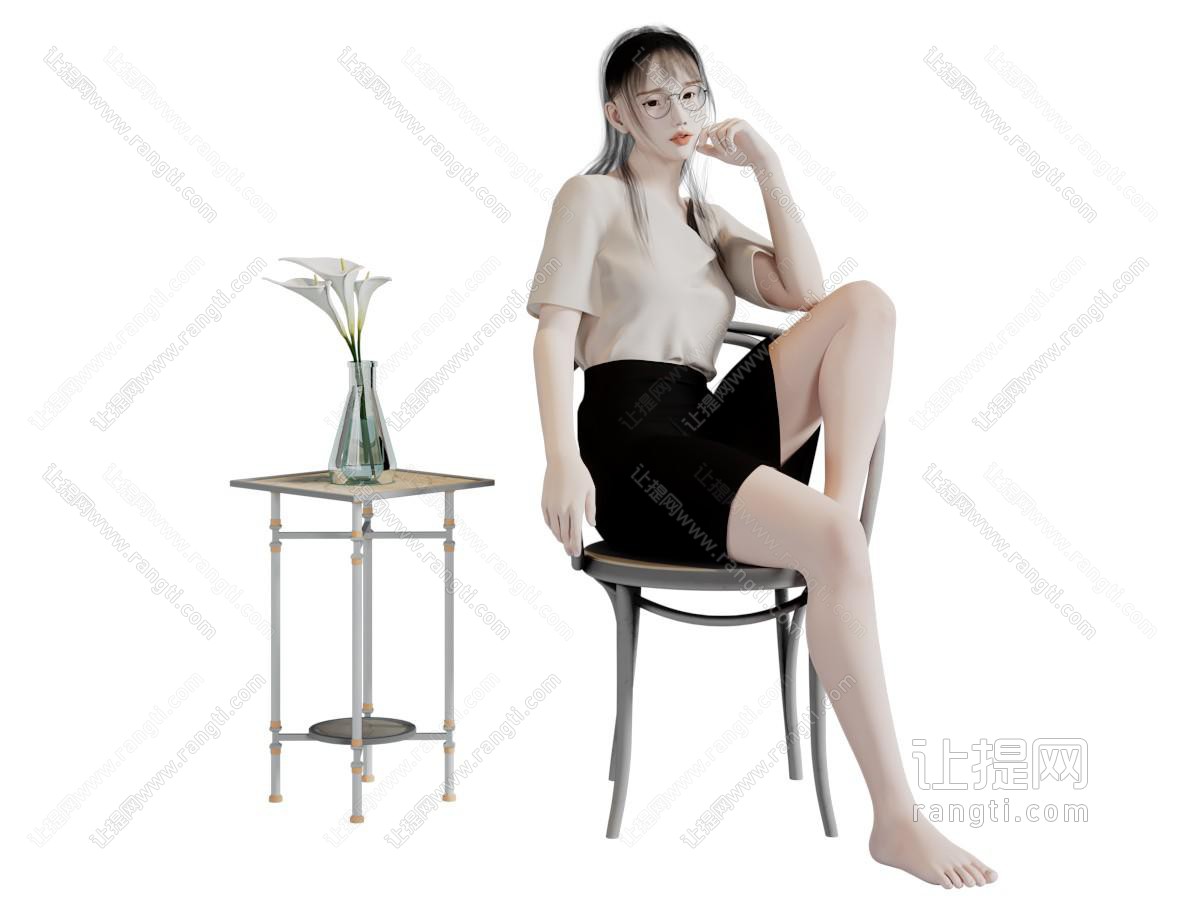 现代坐椅子上的女人 人物