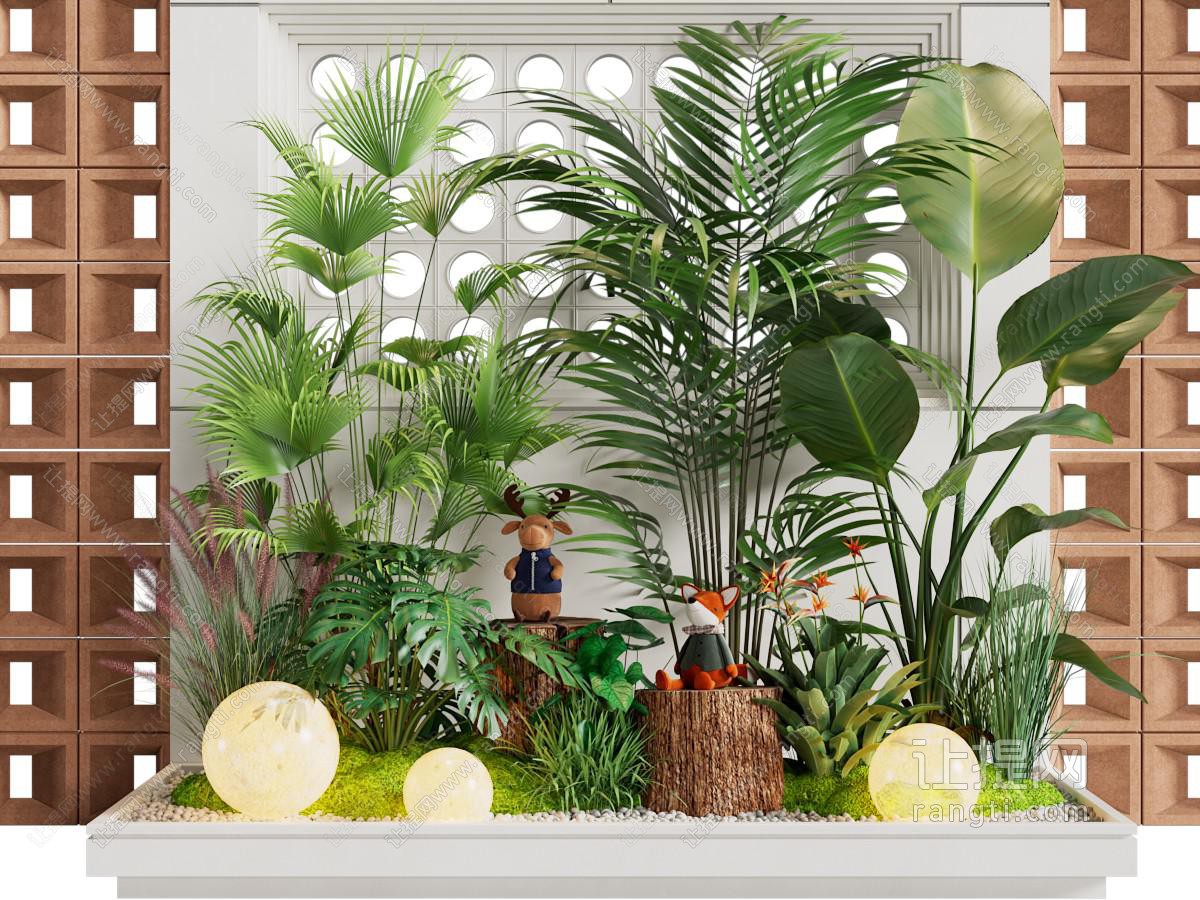 侘寂风植物 月球灯 室内景观园艺小品