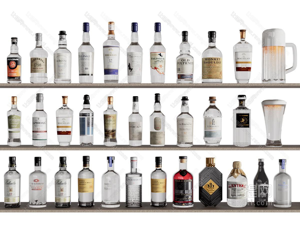 现代洋酒 酒瓶酒杯