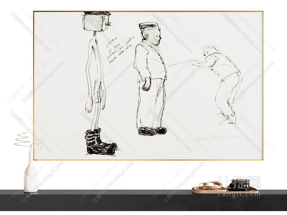 现代简笔画 装饰挂画