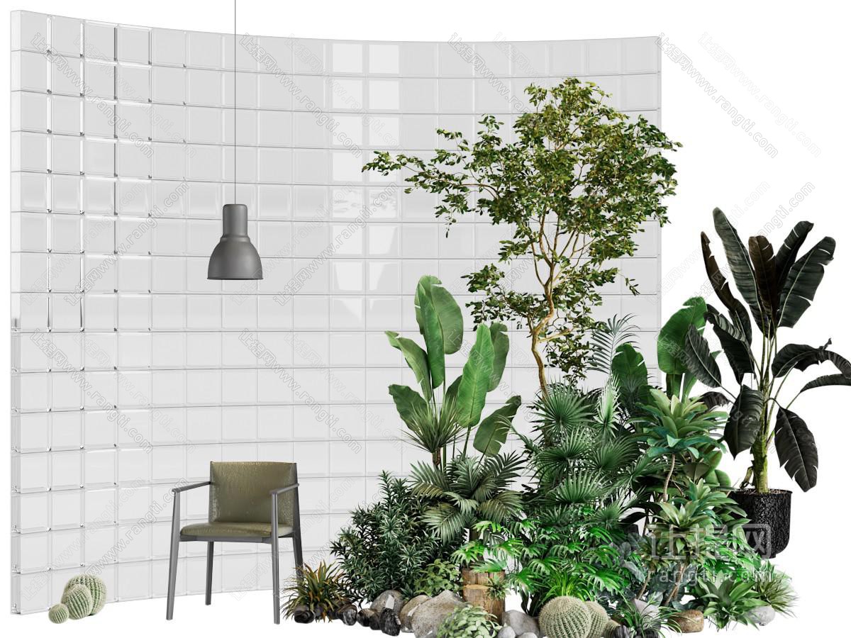 现代室内花草植物树木景观园艺小品