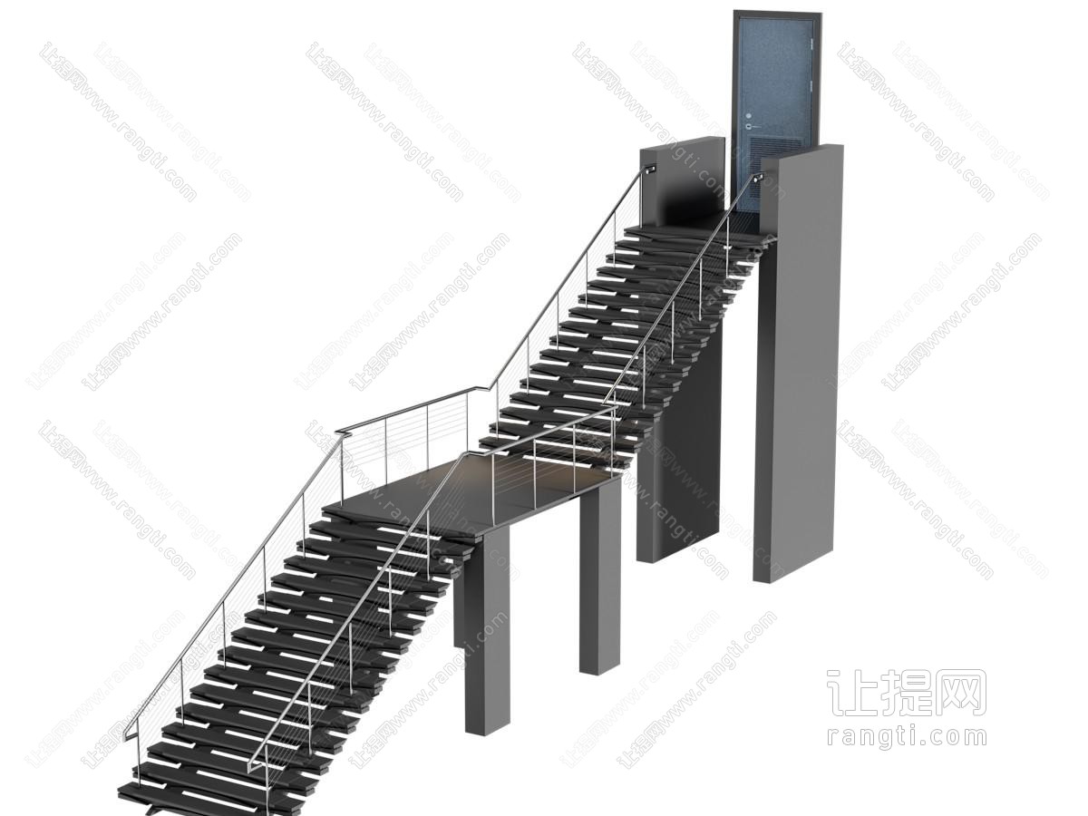 工业风loft户外金属台阶楼梯
