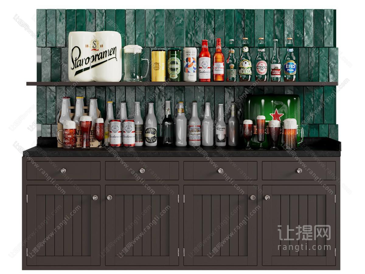 法式酒柜 酒瓶酒杯
