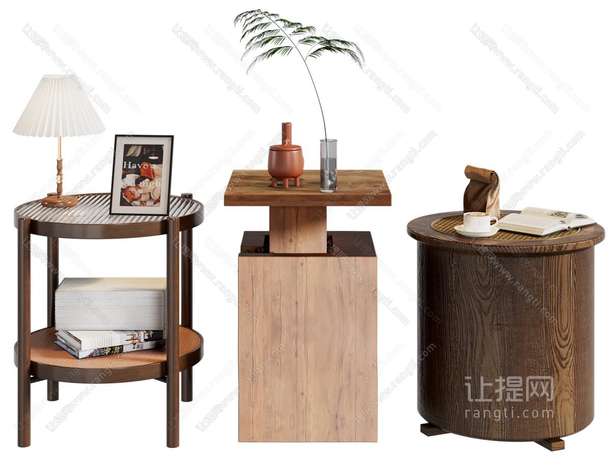 侘寂风中古风床头柜