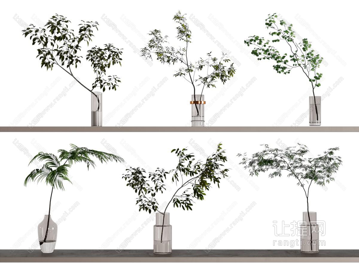 现代玻璃花瓶花卉