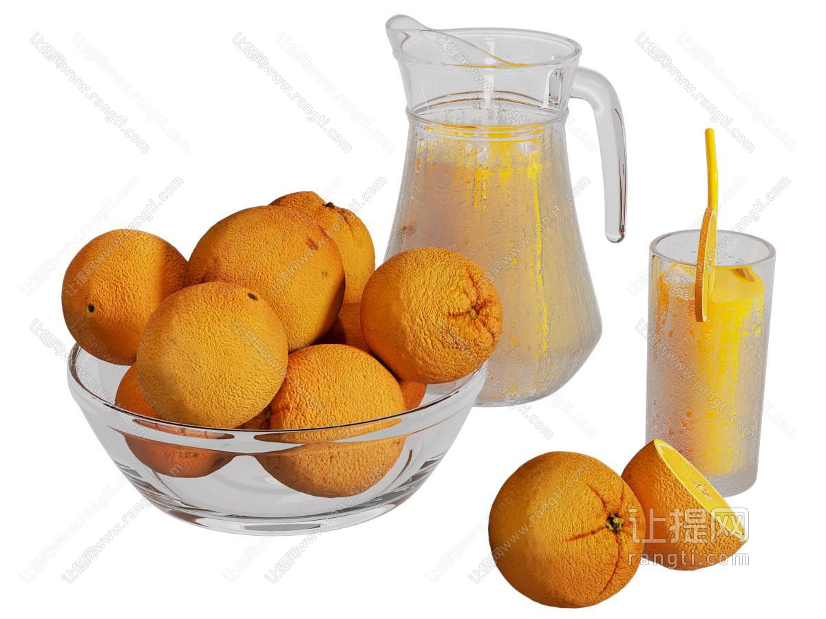 现代橘子水果 茶具杯子 果汁饮料
