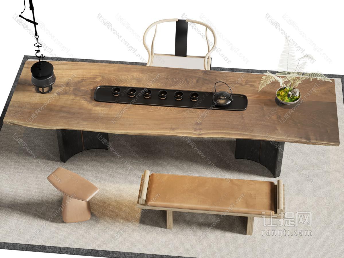 新中式中古风餐桌椅组合