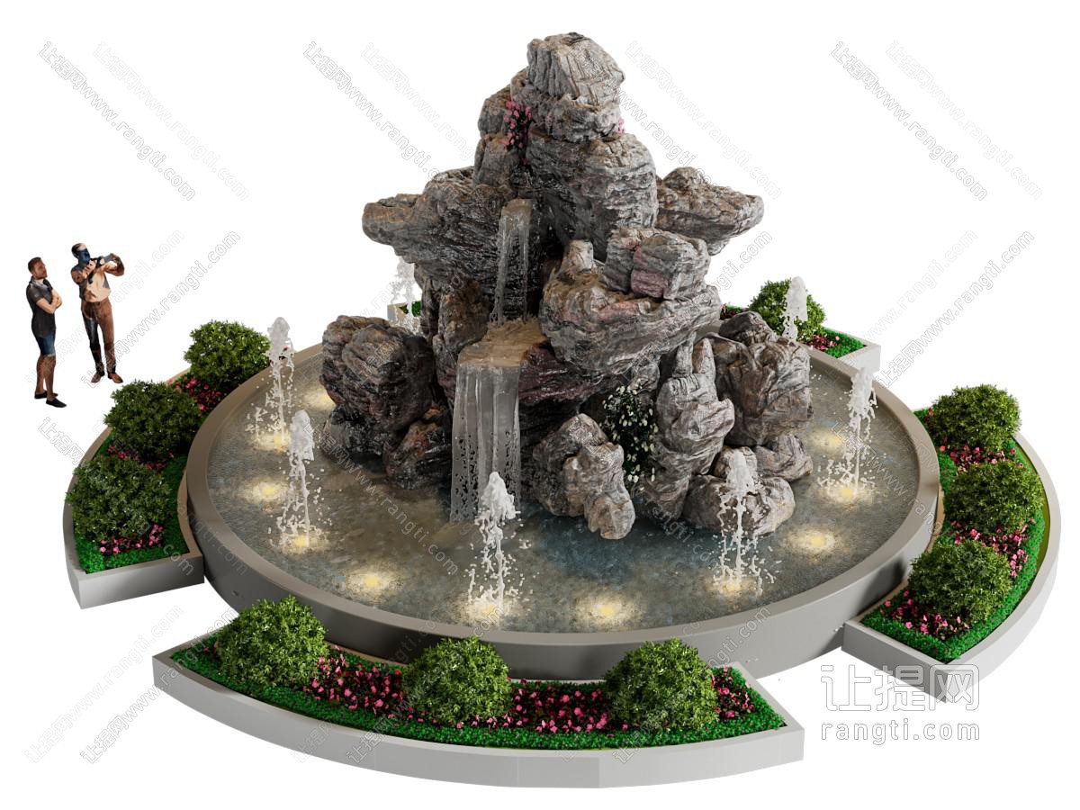 新中式假山 瀑布 水景景观小品
