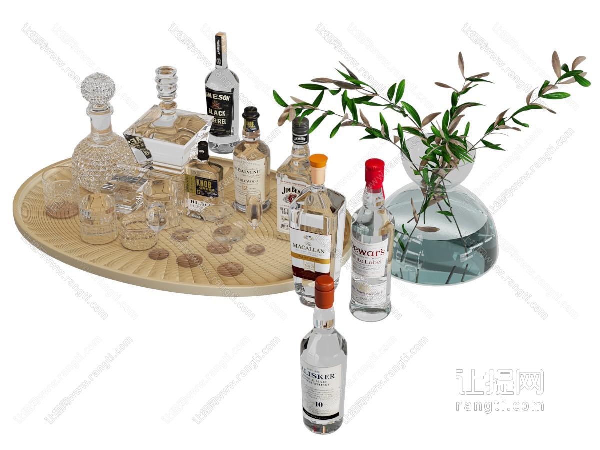 现代酒瓶酒杯