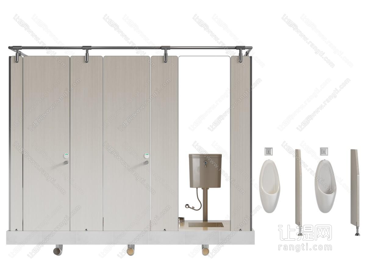 现代蹲便器 公共卫生间隔断 小便斗