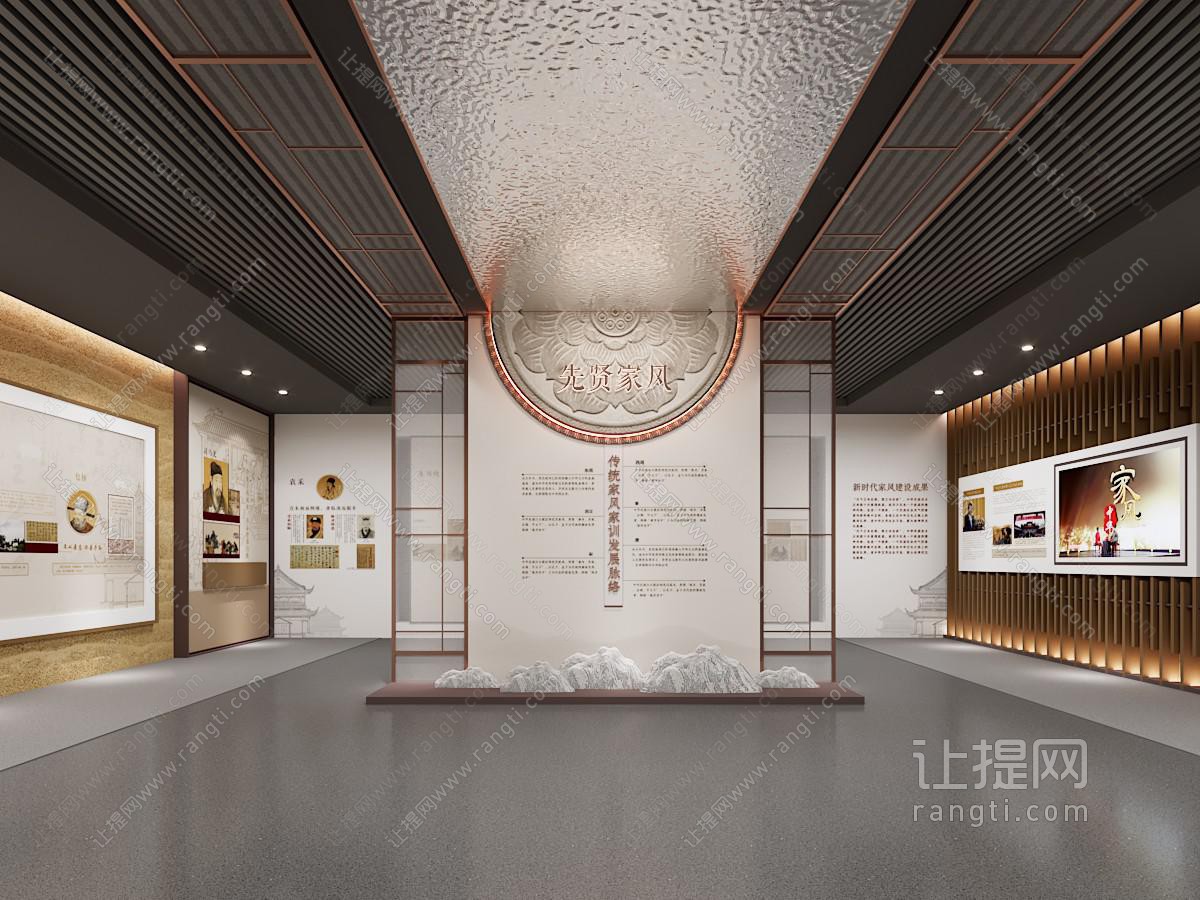 中式展厅序厅形象墙