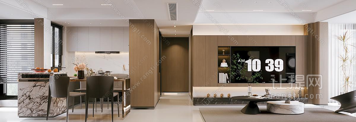 现代意式客厅餐厅